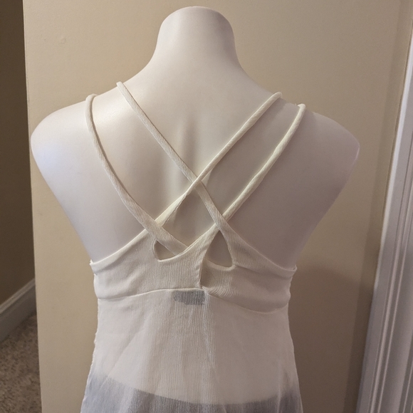 Fang Glam sheer white tank top with cross cross back straps size M - Picture 6 of 9